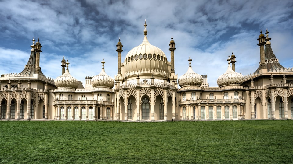The Royal Pavilion in Brighton under a blue sky
